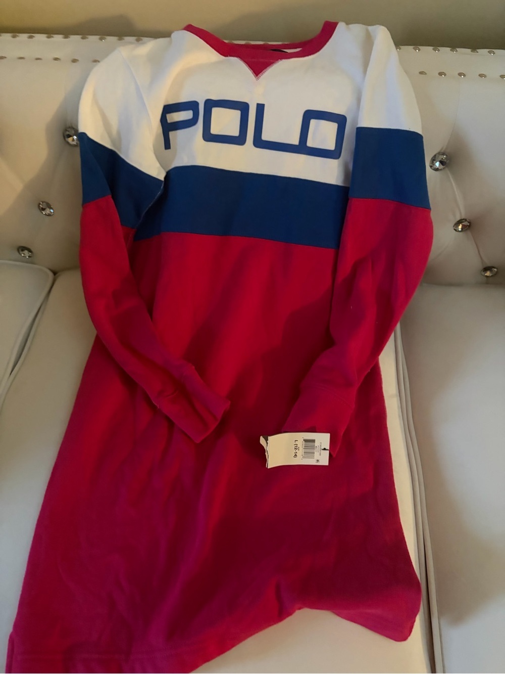Polo by Ralph Lauren Kids Red White Blue Colorblock Sweatshirt Dress